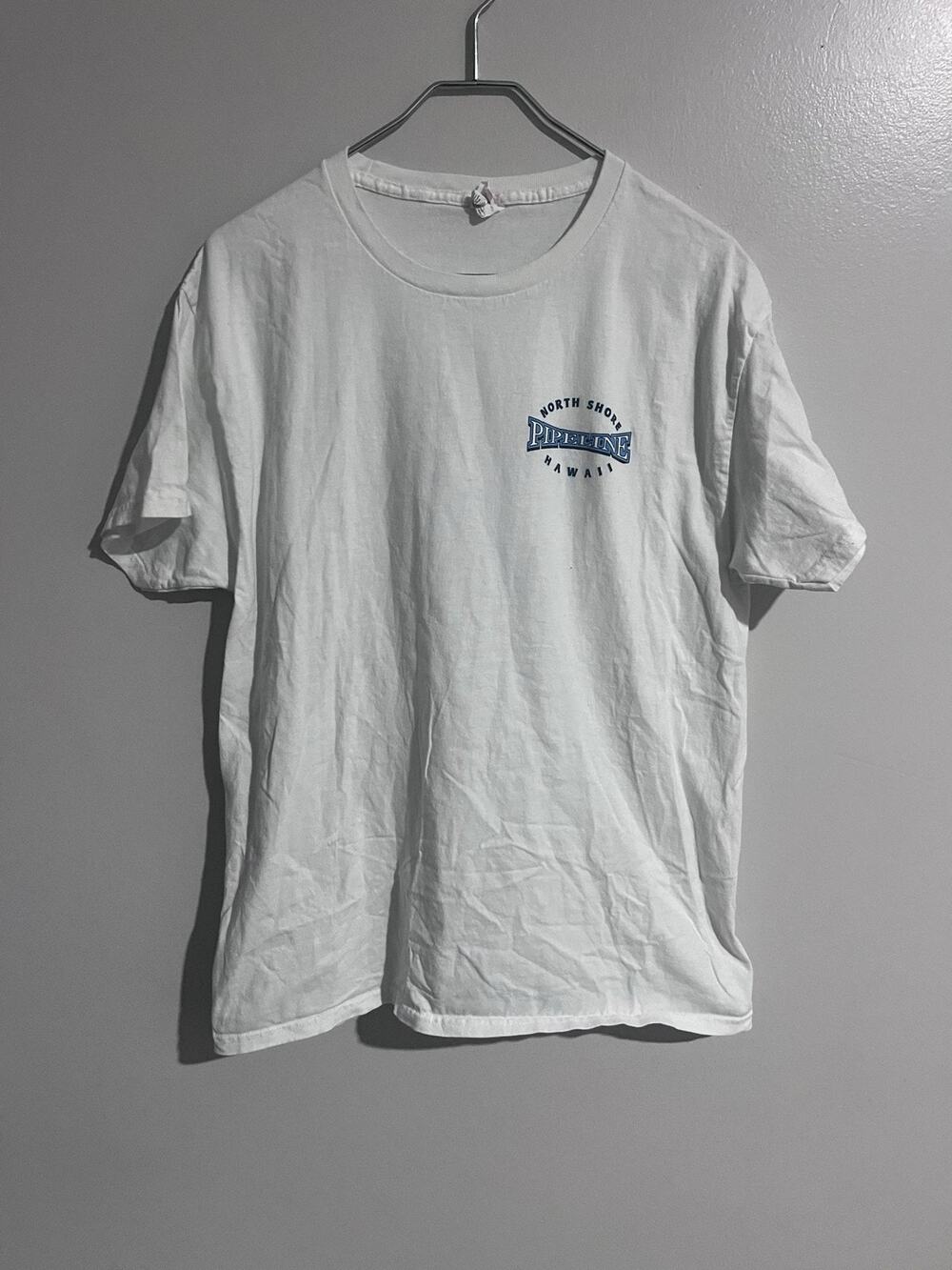 Pipeline Shirt Mens L White Short Sleeve Graphic Cotton North Shore Hawaii